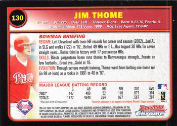2003 Bowman Chrome #130 Jim Thome Back