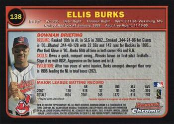 2003 Bowman Chrome #138 Ellis Burks Back