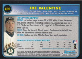 2003 Bowman Chrome #166 Joe Valentine Back