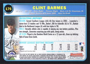 2003 Bowman Chrome #176 Clint Barmes Back