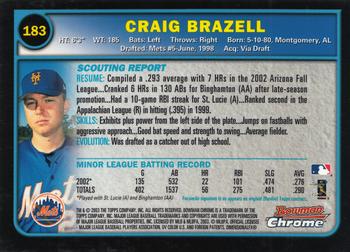 2003 Bowman Chrome #183 Craig Brazell Back