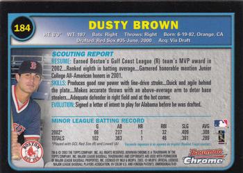 2003 Bowman Chrome #184 Dusty Brown Back