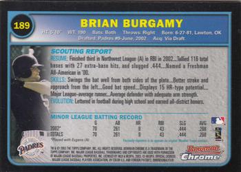 2003 Bowman Chrome #189 Brian Burgamy Back