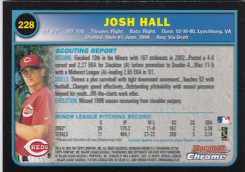 2003 Bowman Chrome #228 Josh Hall Back