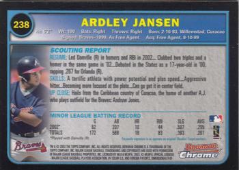 2003 Bowman Chrome #238 Ardley Jansen Back