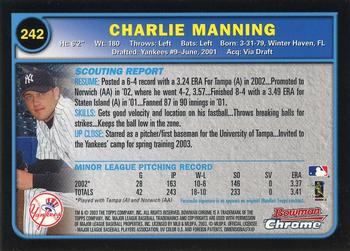 2003 Bowman Chrome #242 Charlie Manning Back