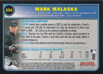 2003 Bowman Chrome #254 Mark Malaska Back
