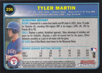2003 Bowman Chrome #256 Tyler Martin Back