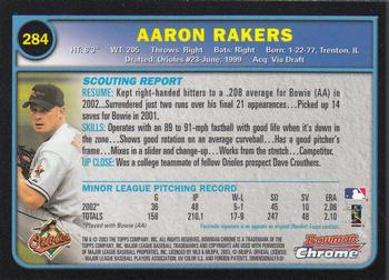 2003 Bowman Chrome #284 Aaron Rakers Back