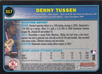 2003 Bowman Chrome #317 Denny Tussen Back