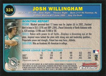 2003 Bowman Chrome #324 Josh Willingham Back