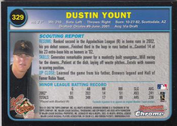 2003 Bowman Chrome #329 Dustin Yount Back