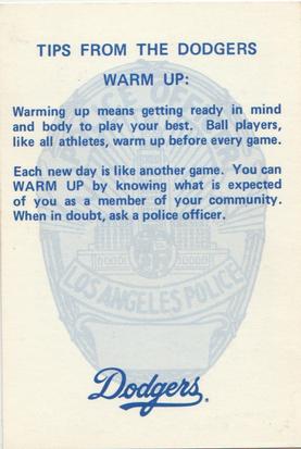 1980 Los Angeles Dodgers Police #NNO Don Sutton Back
