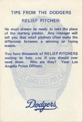 1980 Los Angeles Dodgers Police #NNO Bob Welch Back