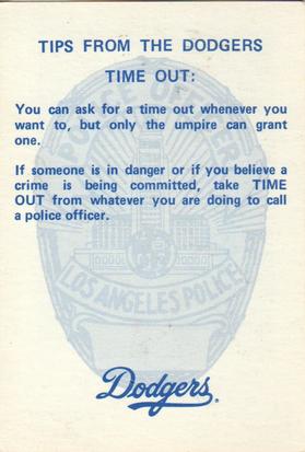 1980 Los Angeles Dodgers Police #NNO Burt Hooton Back