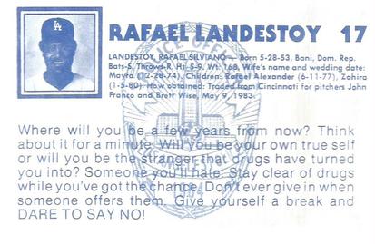 1984 Los Angeles Dodgers Police #NNO Rafael Landestoy Back
