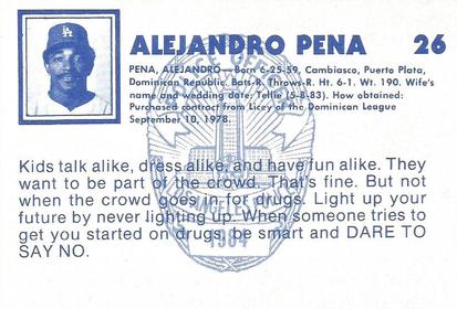1984 Los Angeles Dodgers Police #NNO Alejandro Pena Back