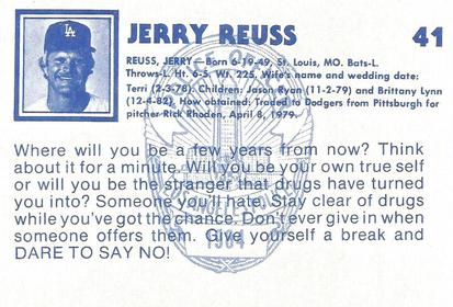 1984 Los Angeles Dodgers Police #NNO Jerry Reuss Back