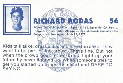 1984 Los Angeles Dodgers Police #NNO Richard Rodas Back
