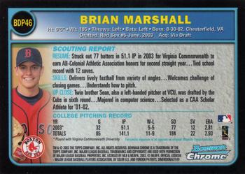 2003 Bowman Draft Picks & Prospects - Chrome #BDP46 Brian Marshall Back