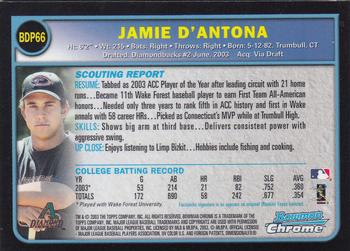 2003 Bowman Draft Picks & Prospects - Chrome #BDP66 Jamie D'Antona Back