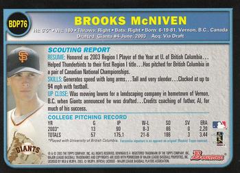 2003 Bowman Draft Picks & Prospects - Chrome #BDP76 Brooks McNiven Back