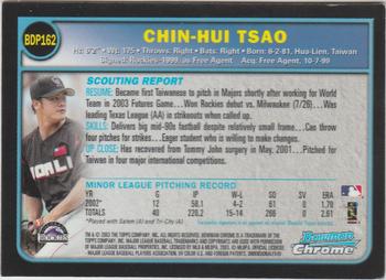 2003 Bowman Draft Picks & Prospects - Chrome #BDP162 Chin-Hui Tsao Back