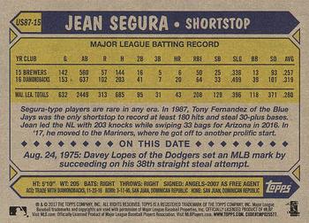2017 Topps Update - 1987 Topps Baseball 30th Anniversary #US87-15 Jean Segura Back