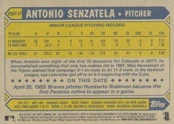 2017 Topps Update - 1987 Topps Baseball 30th Anniversary #US87-17 Antonio Senzatela Back