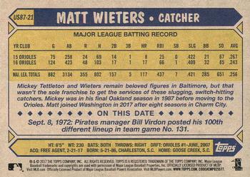 2017 Topps Update - 1987 Topps Baseball 30th Anniversary #US87-21 Matt Wieters Back
