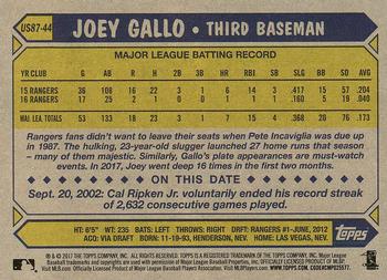 2017 Topps Update - 1987 Topps Baseball 30th Anniversary #US87-44 Joey Gallo Back