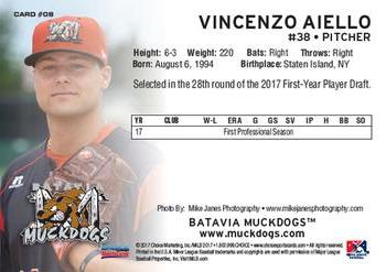 2017 Choice Batavia Muckdogs #8 Vincenzo Aiello Back