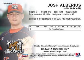 2017 Choice Batavia Muckdogs #9 Josh Alberius Back