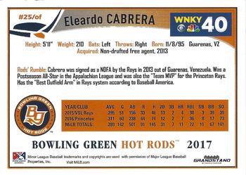 2017 Grandstand Bowling Green Hot Rods #NNO Eleardo Cabrera Back