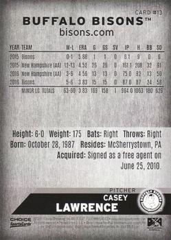 2017 Choice Buffalo Bisons #13 Casey Lawrence Back