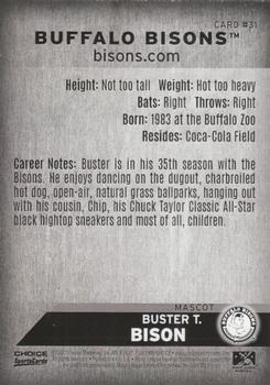 2017 Choice Buffalo Bisons #31 Buster T. Bison Back