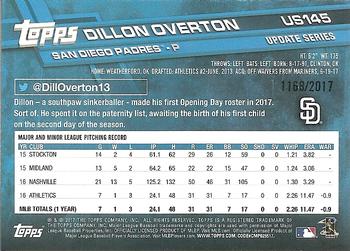2017 Topps Update - Gold #US145 Dillon Overton Back