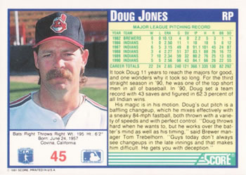 1991 Score #45 Doug Jones Back