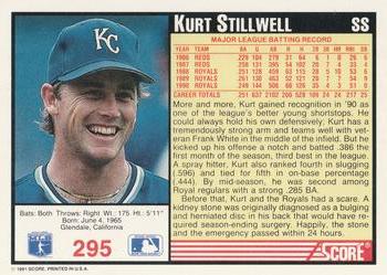 1991 Score #295 Kurt Stillwell Back