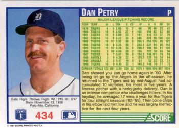 1991 Score #434 Dan Petry Back