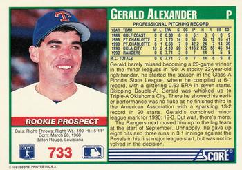 1991 Score #733 Gerald Alexander Back