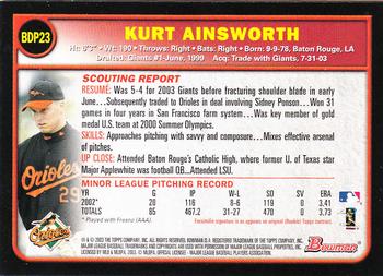 2003 Bowman Draft Picks & Prospects #BDP23 Kurt Ainsworth Back