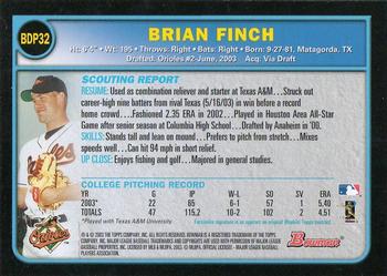 2003 Bowman Draft Picks & Prospects #BDP32 Brian Finch Back