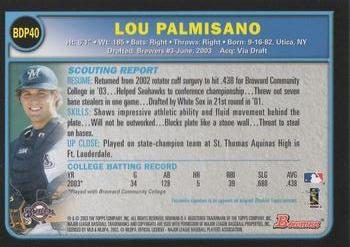 2003 Bowman Draft Picks & Prospects #BDP40 Lou Palmisano Back