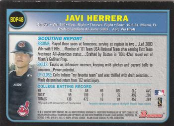 2003 Bowman Draft Picks & Prospects #BDP48 Javi Herrera Back