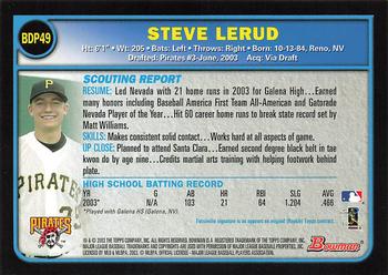 2003 Bowman Draft Picks & Prospects #BDP49 Steve Lerud Back
