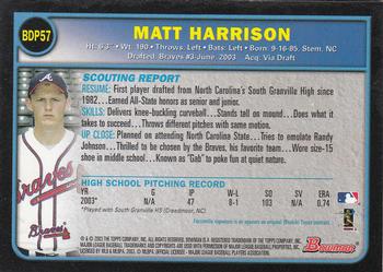 2003 Bowman Draft Picks & Prospects #BDP57 Matt Harrison Back