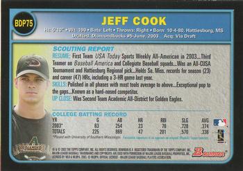 2003 Bowman Draft Picks & Prospects #BDP75 Jeff Cook Back