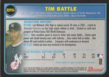 2003 Bowman Draft Picks & Prospects #BDP94 Tim Battle Back