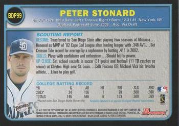 2003 Bowman Draft Picks & Prospects #BDP99 Peter Stonard Back